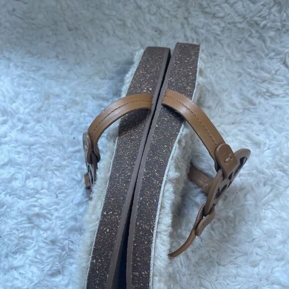 Tory Burch Miller Cloud Shearling Leather tan Sandals SZ10M - Picture 7 of 9